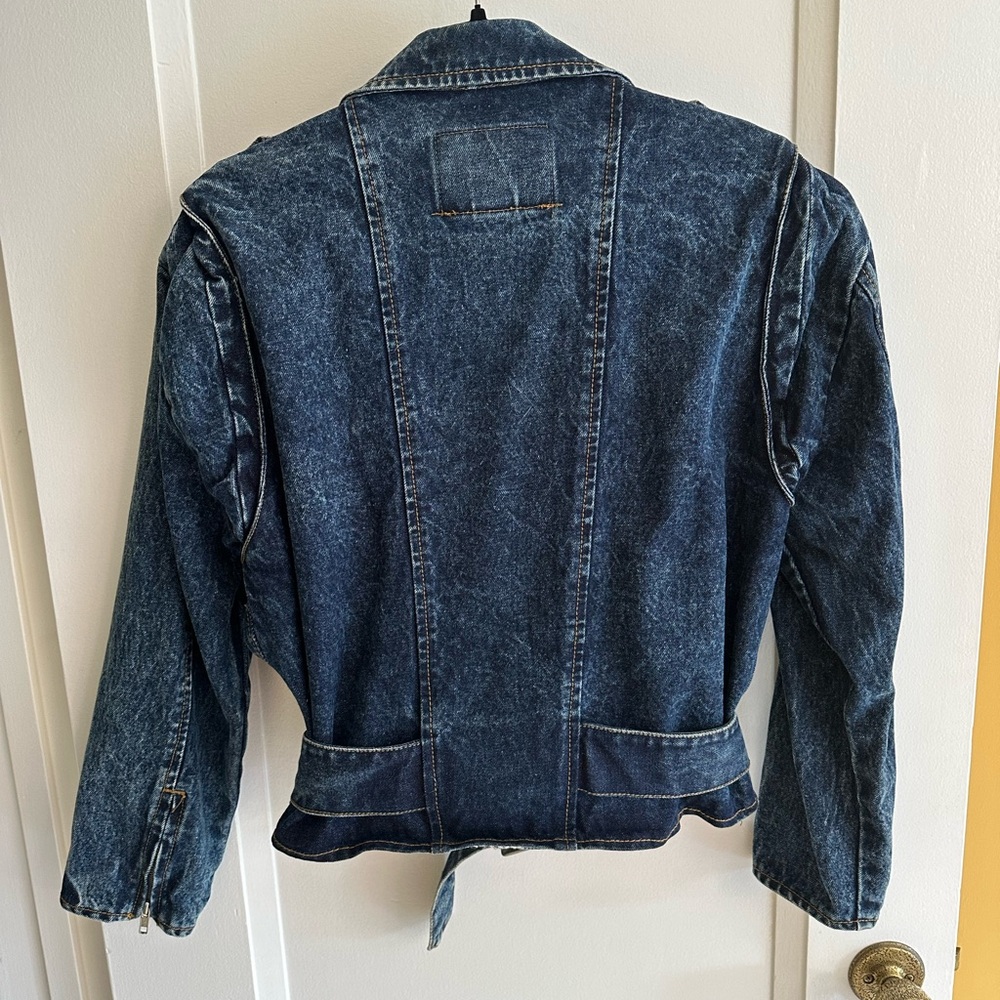 Jordache Women's Dark Blue Denim Moto Jacket - Size S - Picture 2 of 10